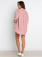 Striped Dropped Shoulder Shirt Shorts Set (13)