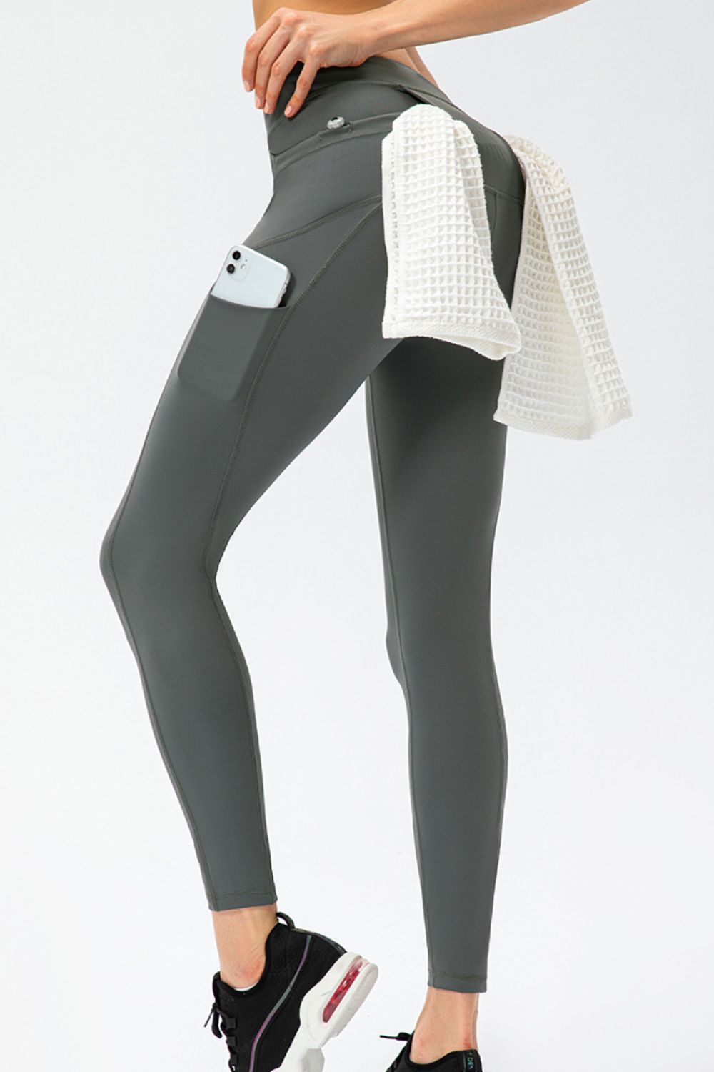 Full Size Slim Fit High Waist Long Sports Pants Pockets (7)