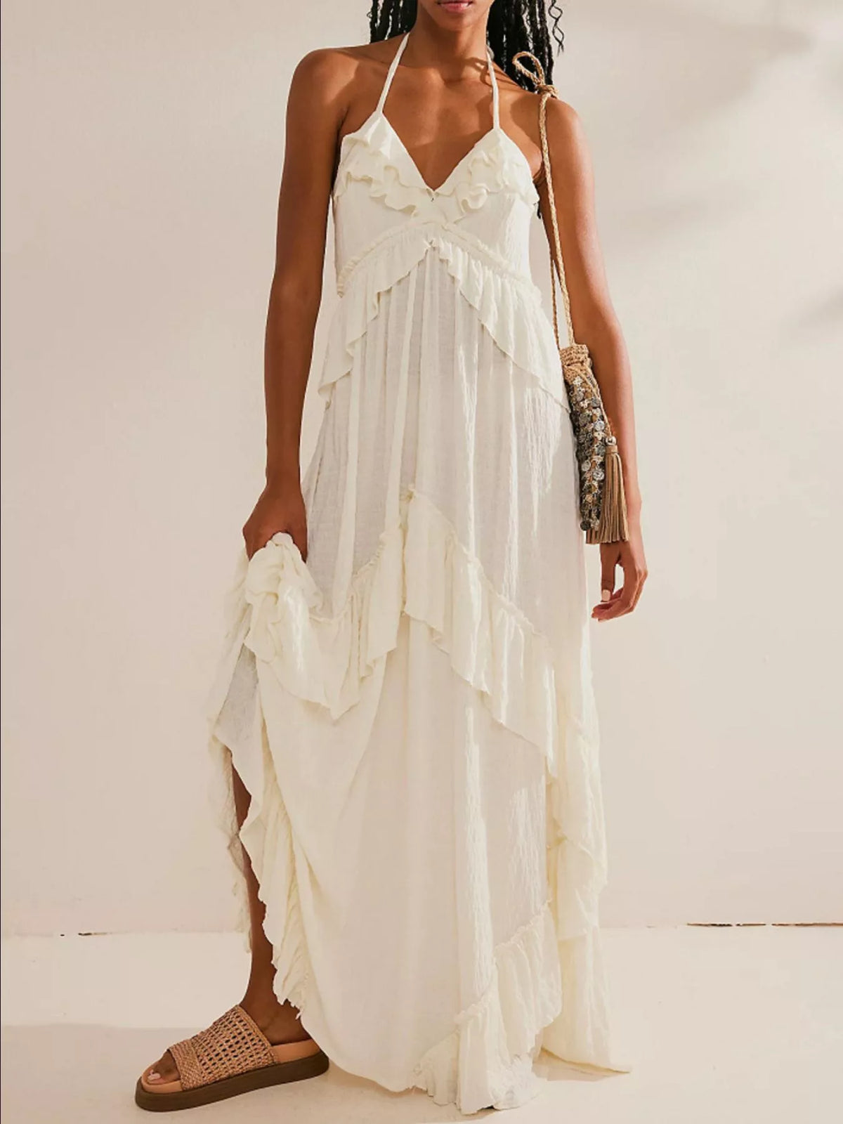 Ruffled Halter Neck Maxi Dress (8)