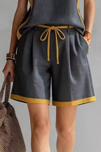 Contrast Trim Tank Shorts Set (3)