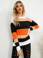 Striped Round Neck Dropped Shoulder Sweater (3)