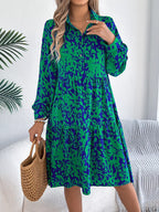 Printed Collared Neck Long Sleeve Dress (6)
