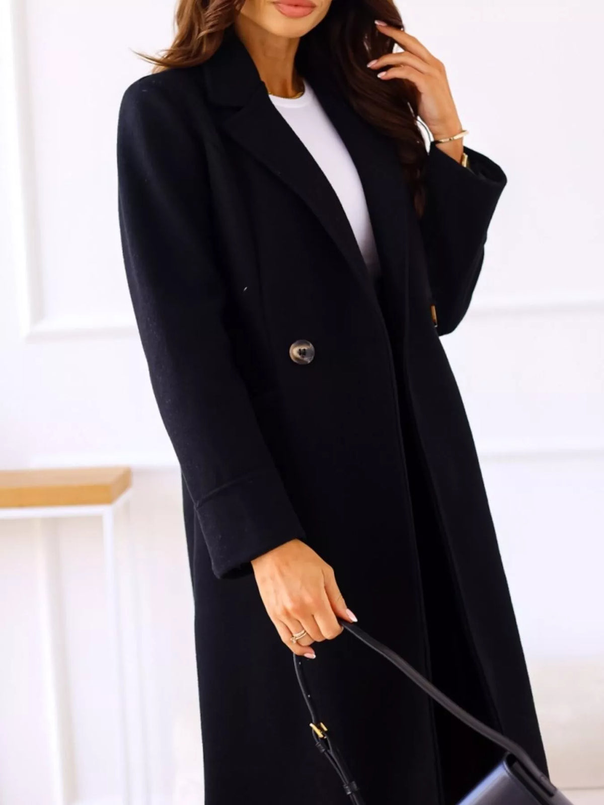 Lapel Collar Wool Blend Overcoat (15)