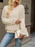 Lace Sleeve Crew Neck Sweatshirt (8)