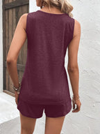 Casual Wide Strap Tank Top Shorts Set (5)
