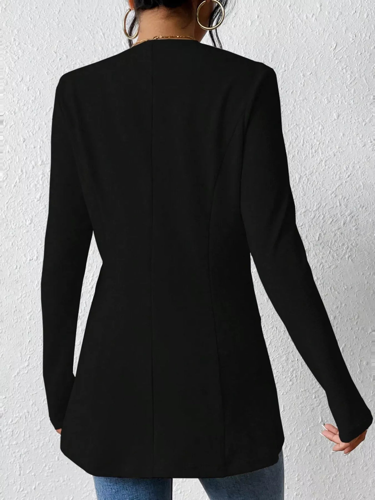 One Button Long Sleeve Blazer (7)