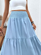 Smocked Waist Tiered Skirt (6)