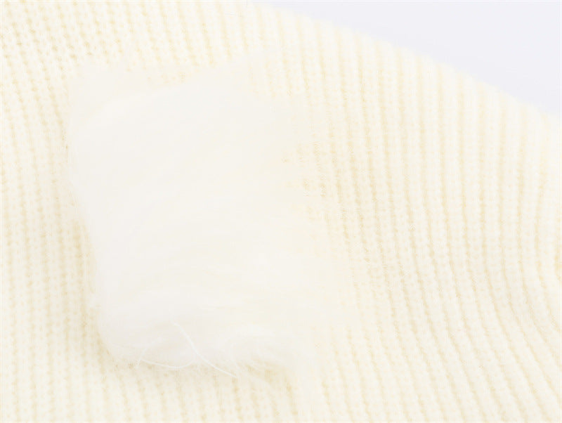 Casual V-neck Cuff Furry Knitted Dress photo 6