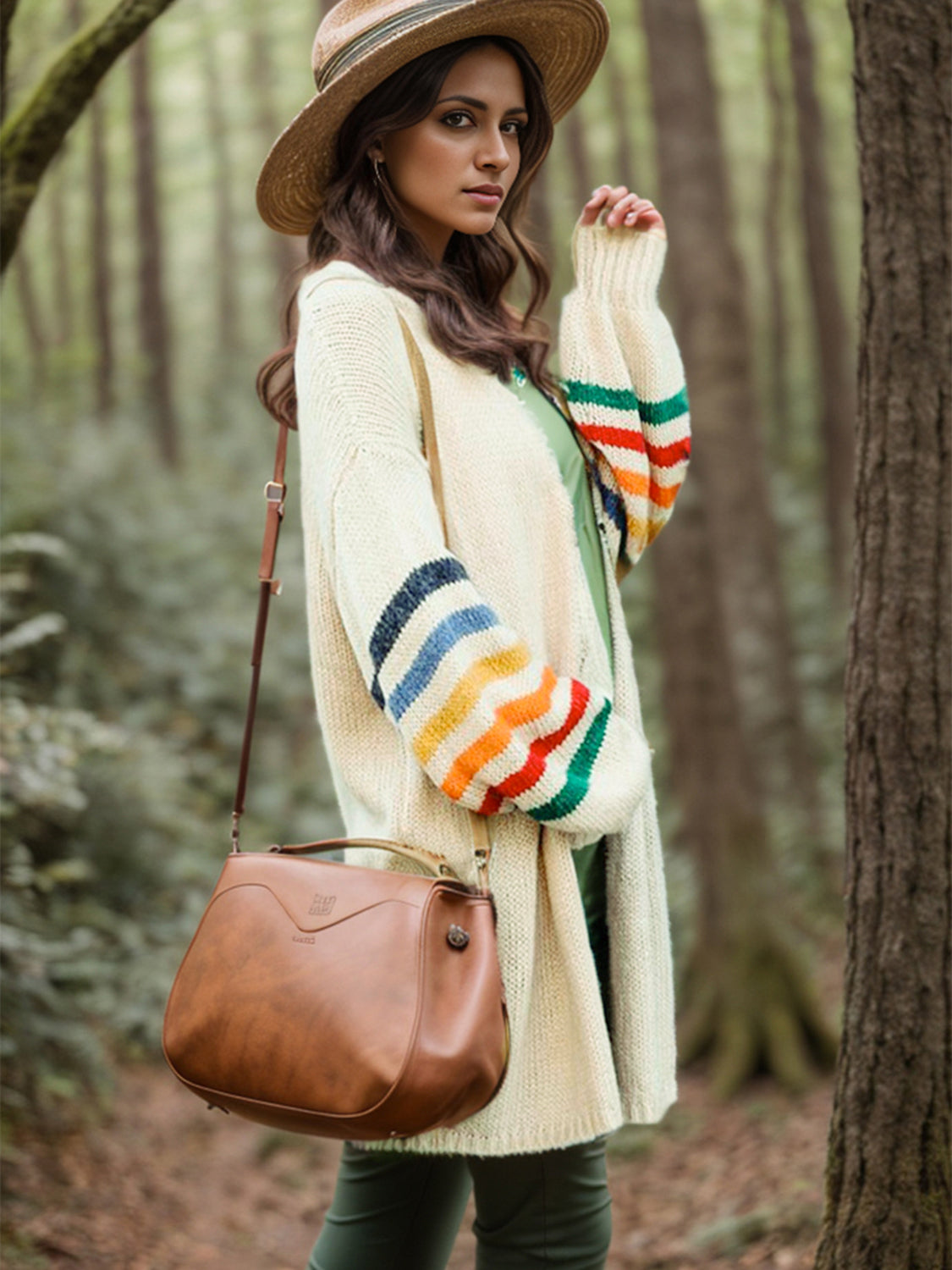 Striped Open Front Long Sleeve Cardigan (5)