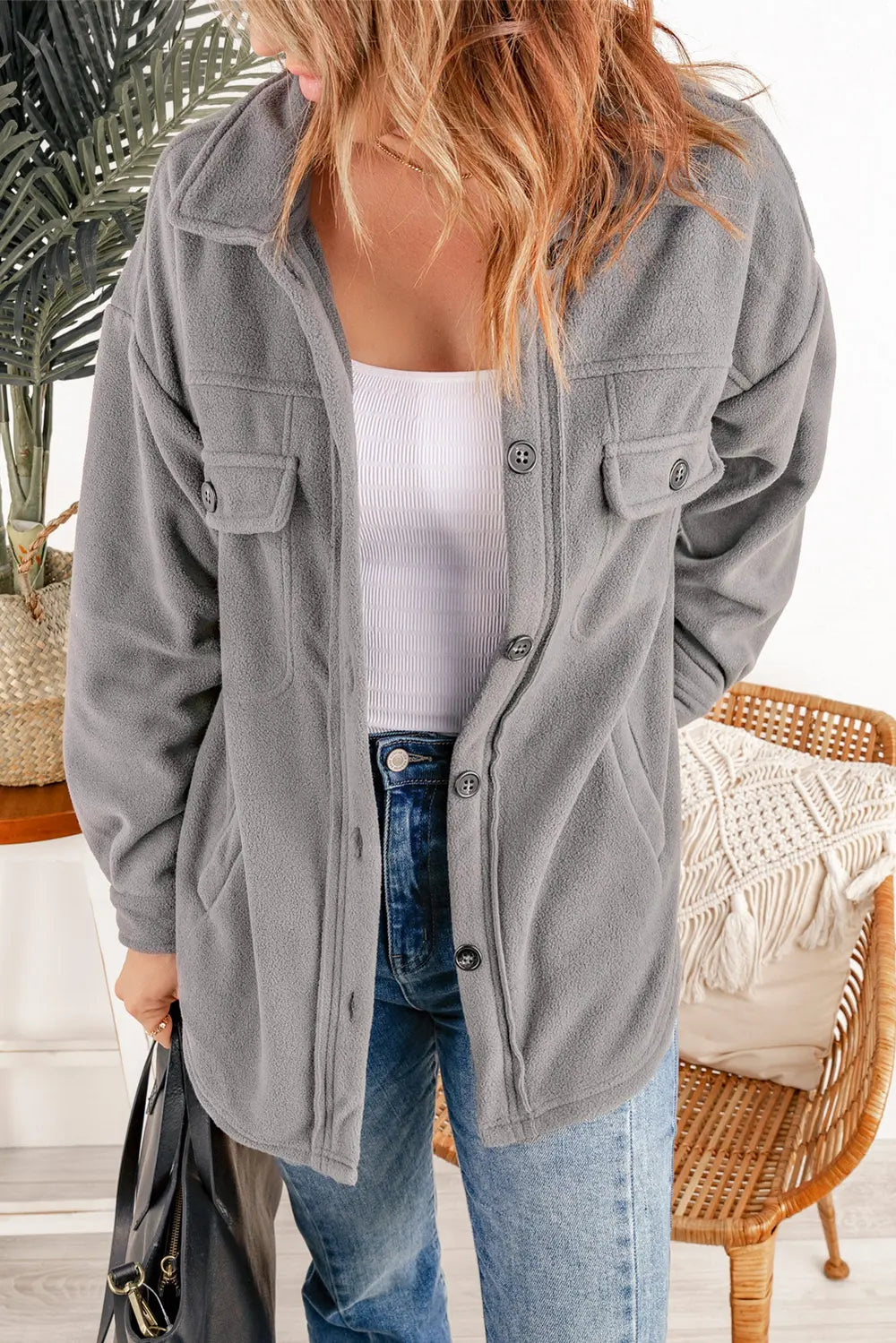 Button Up Collared Neck Long Sleeve Jacket (14)