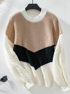Contrast Round Neck Long Sleeve Sweater (7)