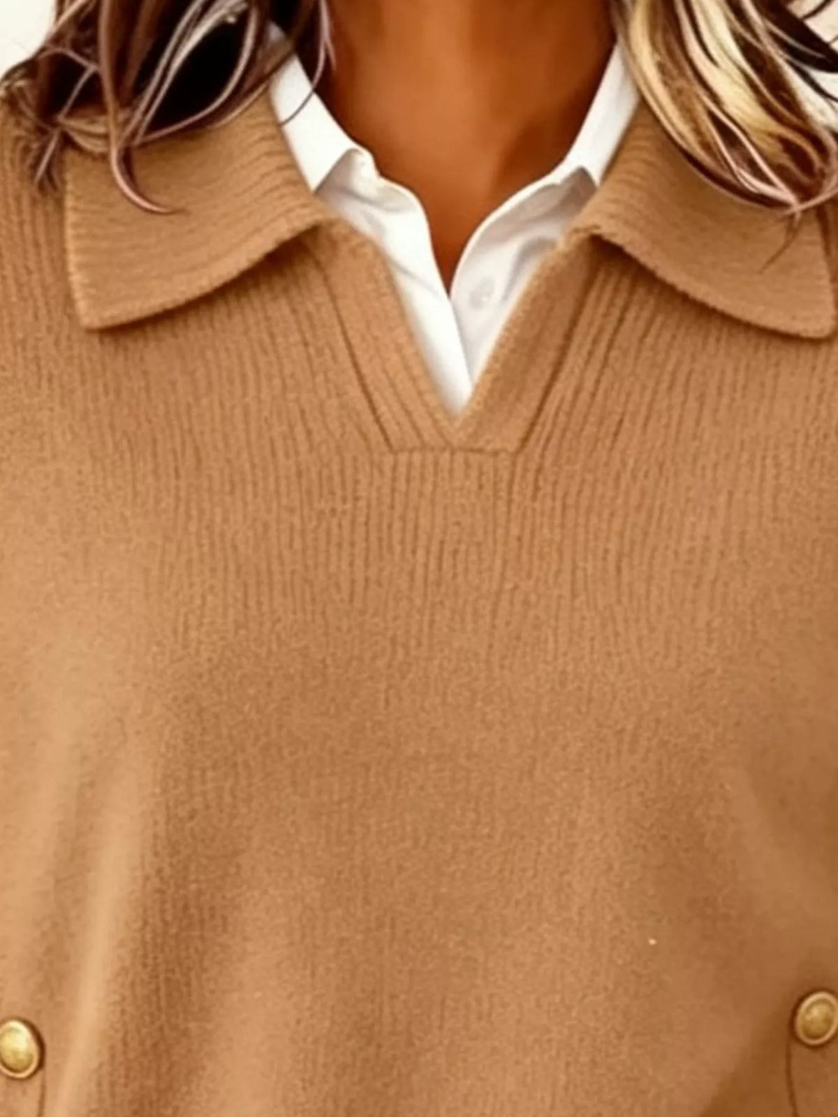 Chic Collared Decor-button Sweater (11)