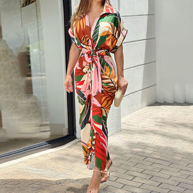 Collared Single-breasted High-waist Shirt Midi Dress variant CJLY286285649WD|CJLY286285650XC|CJLY286285651YB|CJLY286285652ZA|CJLY286285653AZ|CJLY286285654BY