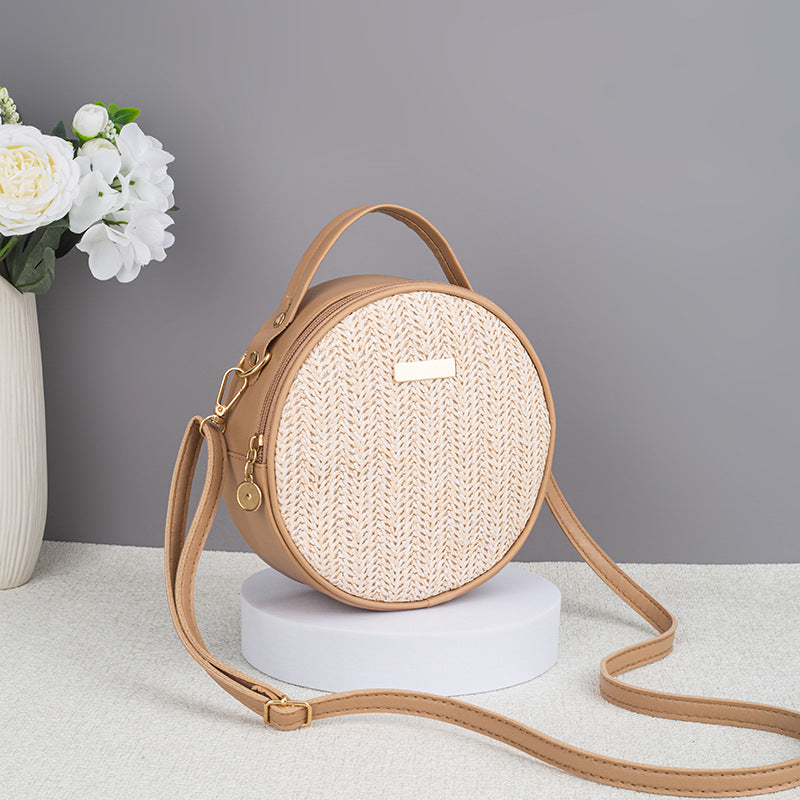 Cute Minimalist Straw Bag Woven Round photo 2