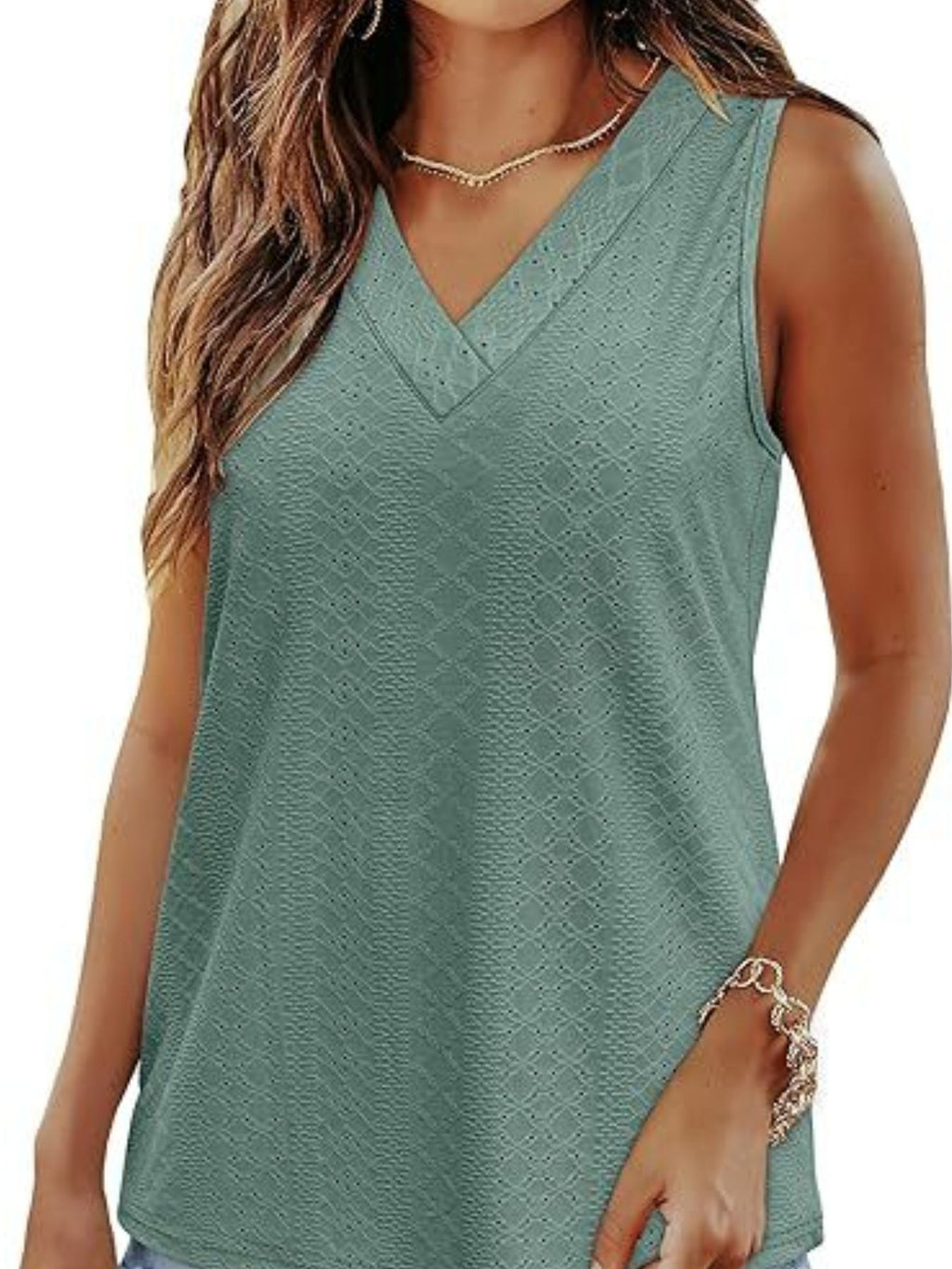 Eyelet V-neck Tank (7)