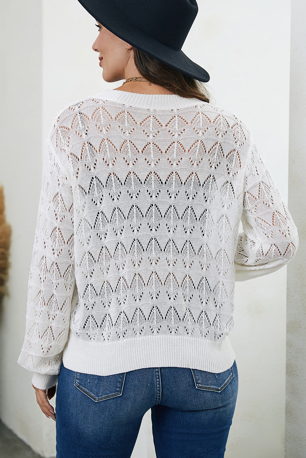 Openwork V-neck Cardigan (4)