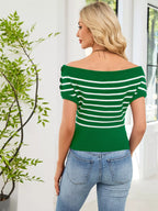 Striped Short Sleeve Sweater (9)