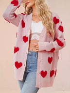 Heart Pattern Knit Button-up Cardigan (2)