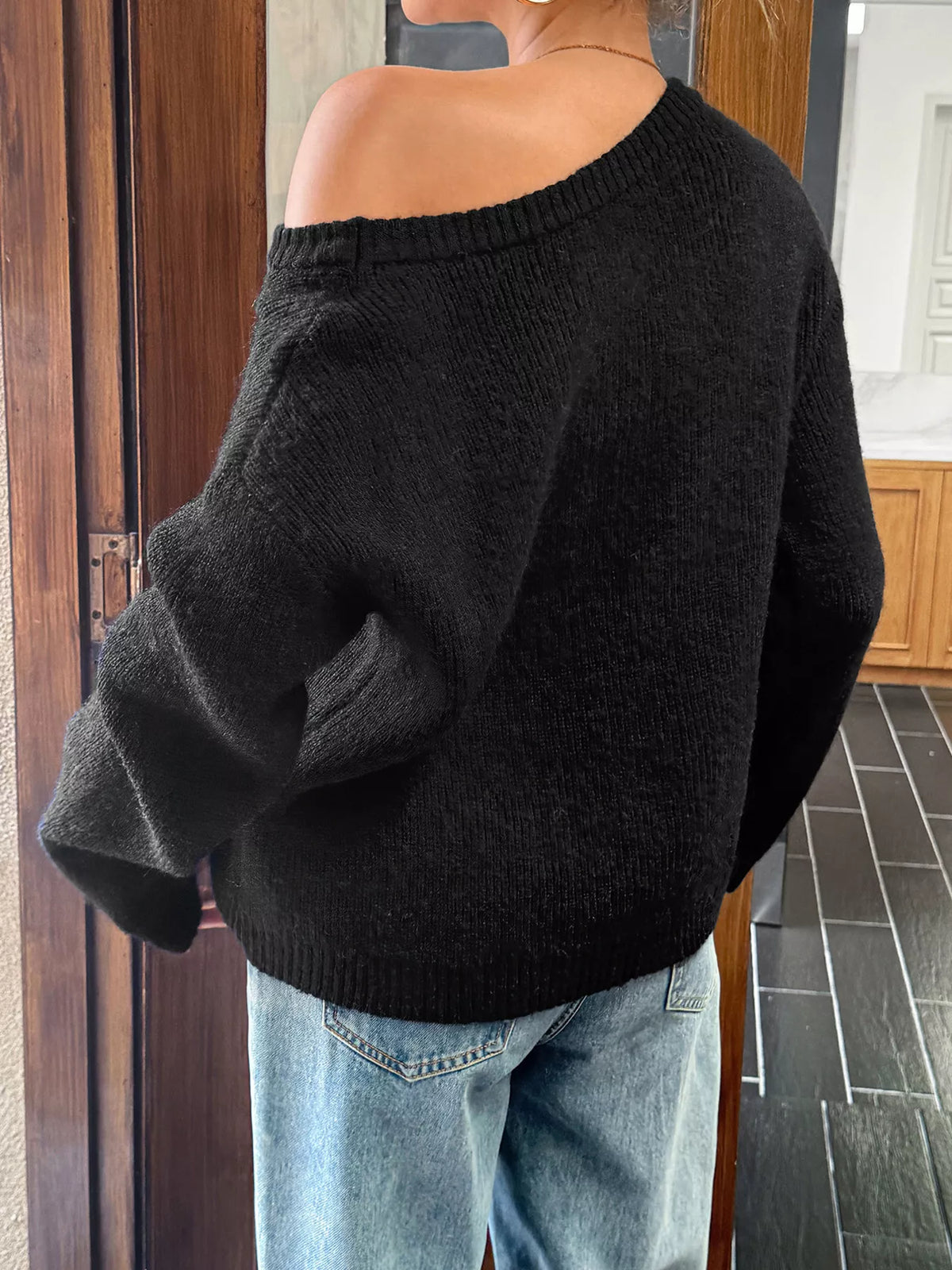One Shoulder Ribbed Knit Sweater (13)