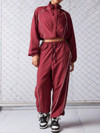 Crop Jacket Wide-leg Pants Set