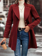 Collared Neck Button Up Long Sleeve Coat (11)