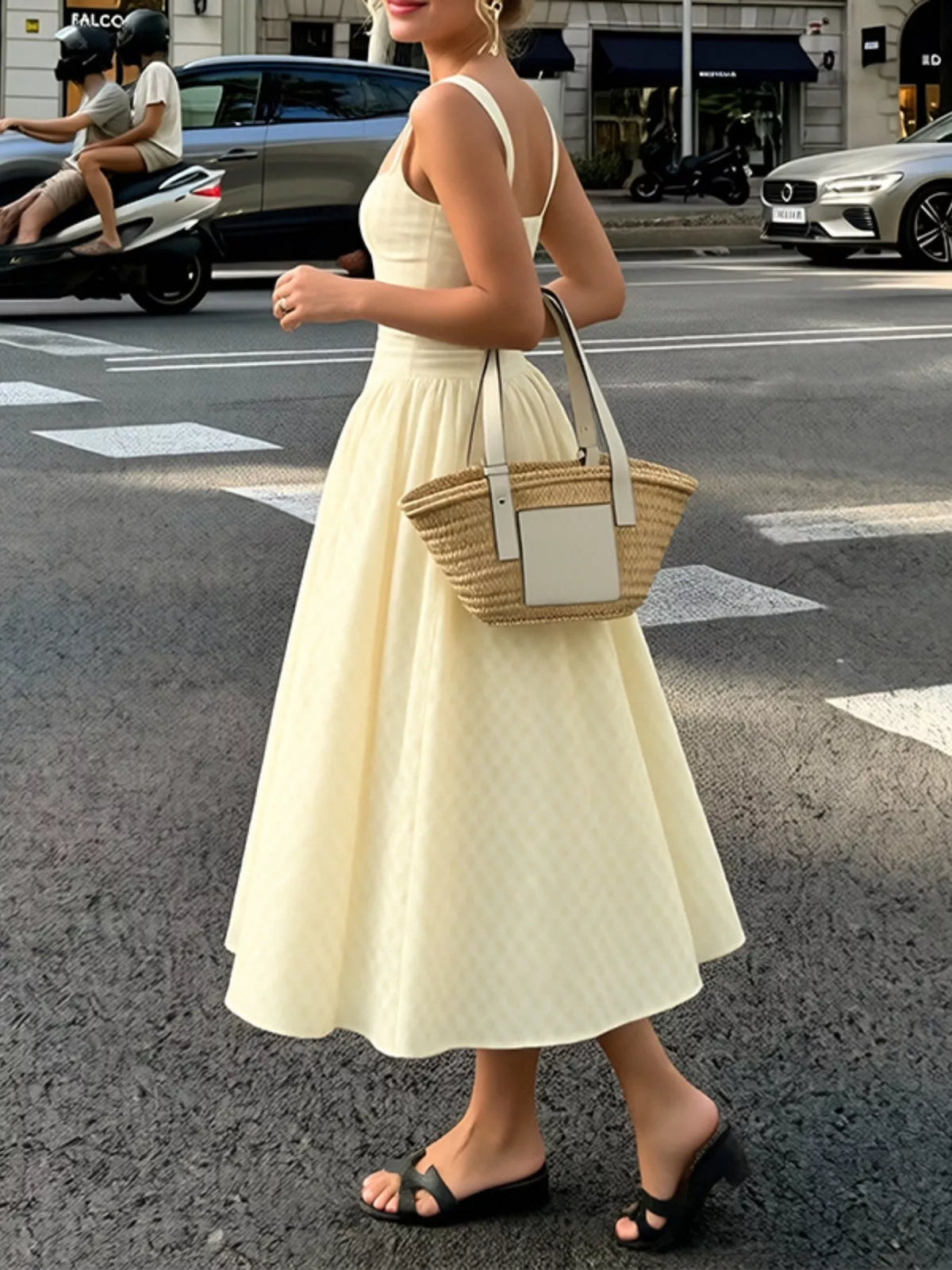 Full Size Plaid Square Neckline Midi Dress Plus (2)