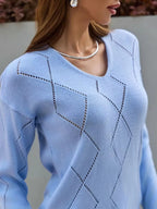 Openwork V-neck Sweater (8)