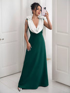 Floral Applique Two Tone Maxi Dress (10)