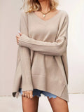 V-neck Ribbed Sleeve Sweater (2)