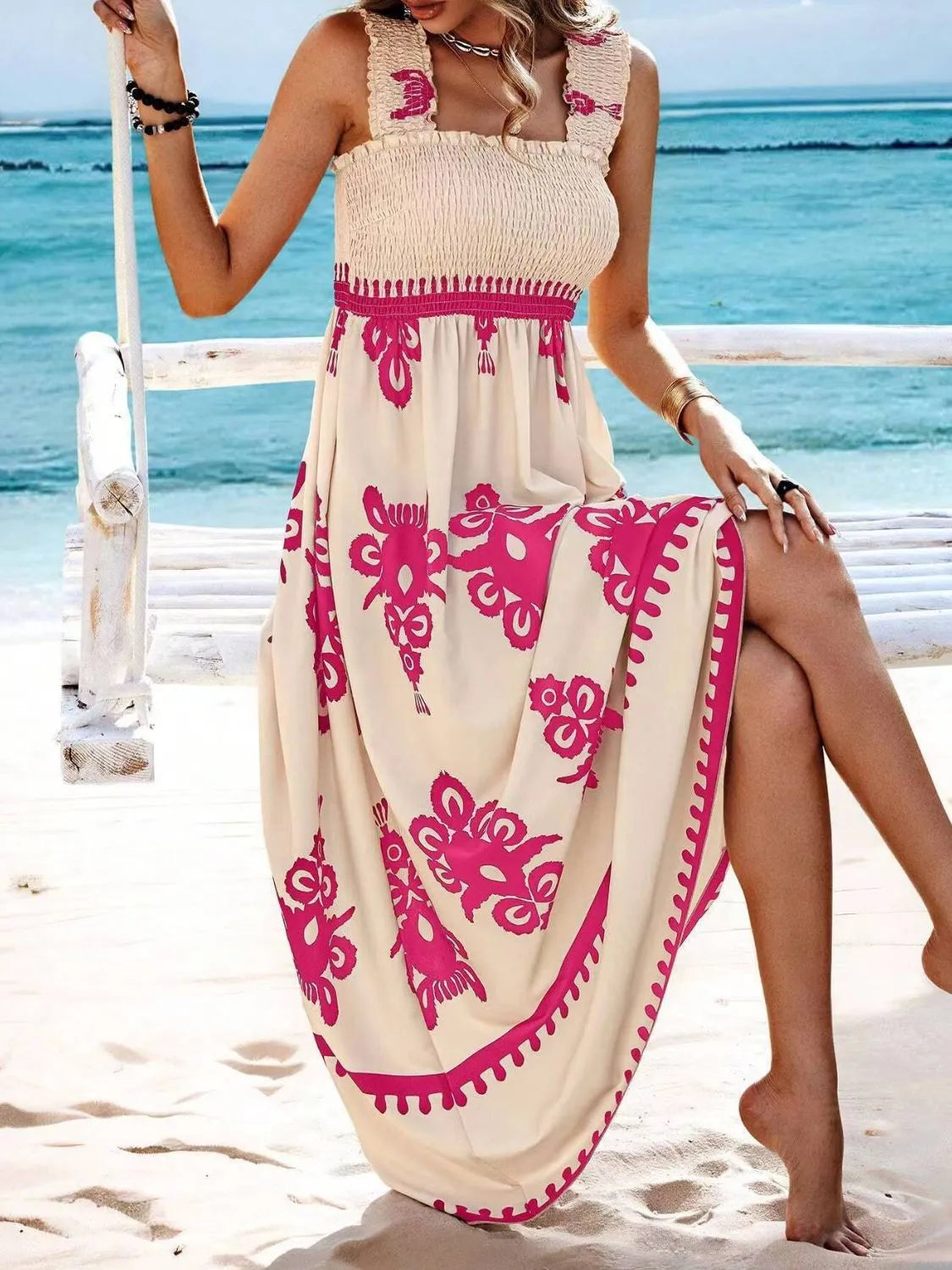 Smocked Printed Wide Strap Maxi Dress (26)