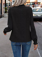 Texture Mock Neck Long Sleeve Blouse (6)