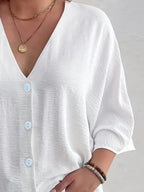 Full Size Casual V-neck Button Down Relaxed Fit Blouse Plus (3)