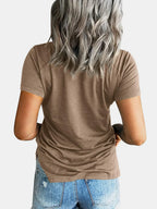 Pocketed V-neck Short Sleeve T-shirt (14)