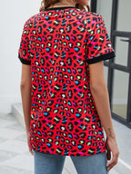 Leopard Round Neck Short Sleeve Tee Shirt (2)