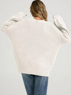 Textured Knit Openwork Dropped Shoulder Sweater (10)