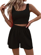 Full Size Wide Strap Tank Shorts Set Plus (18)