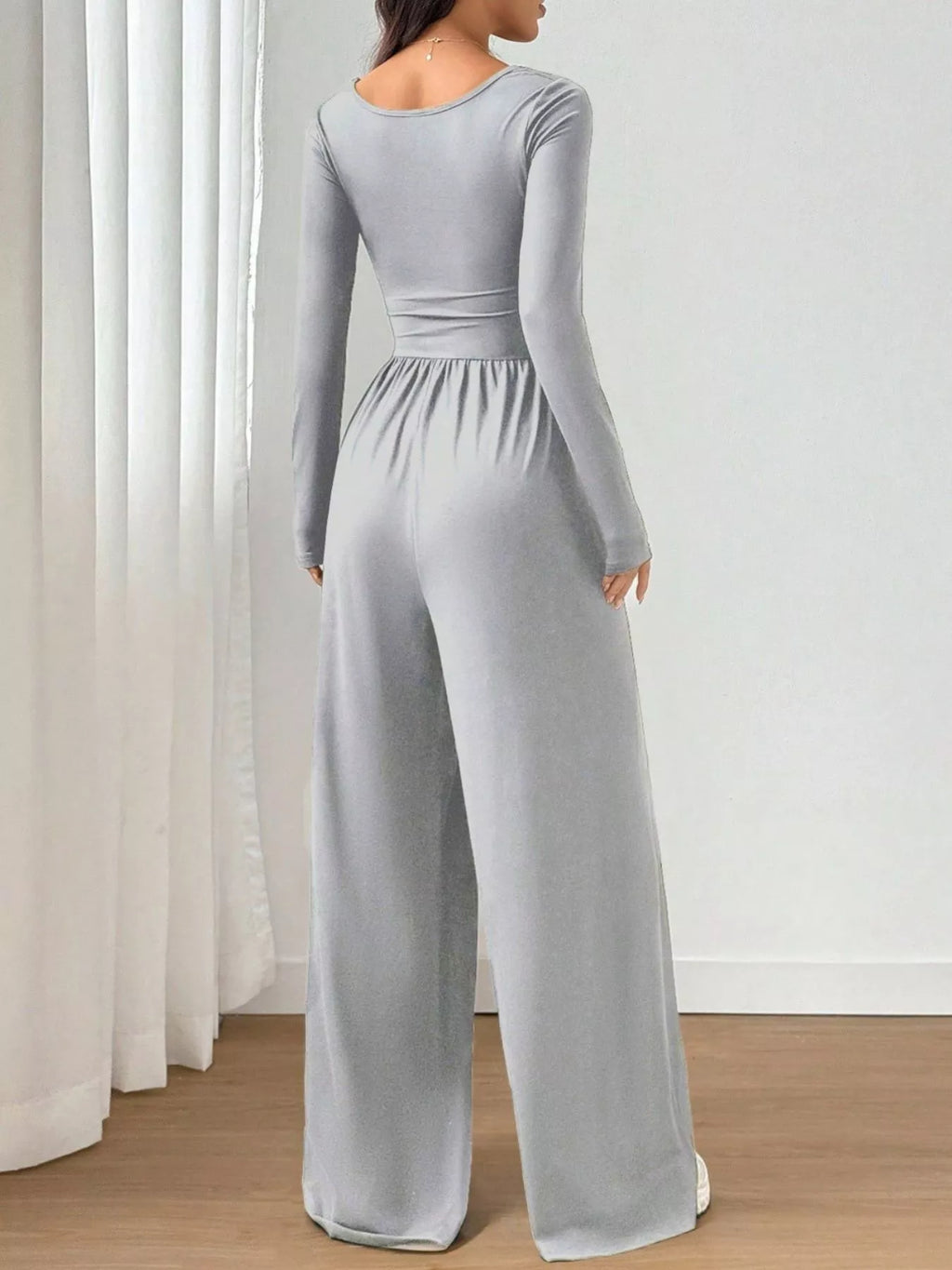 Ruched Square Neck Wide-leg Jumpsuit (6)