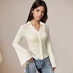 Solid Color Long Sleeve Cotton Tee photo 3
