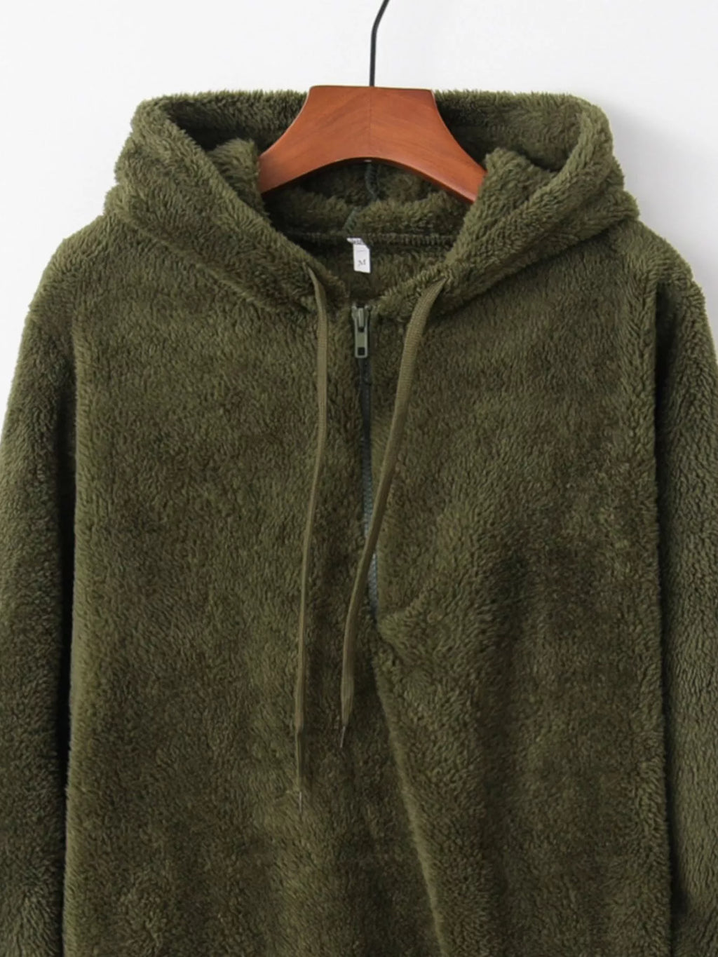 Full Size Half Zip Drawstring Fleece Hoodie Plus (20)