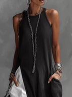 Two-tone Sleeveless Maxi Dress (9)