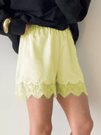 Lace Trim Elastic Waist Shorts (19)