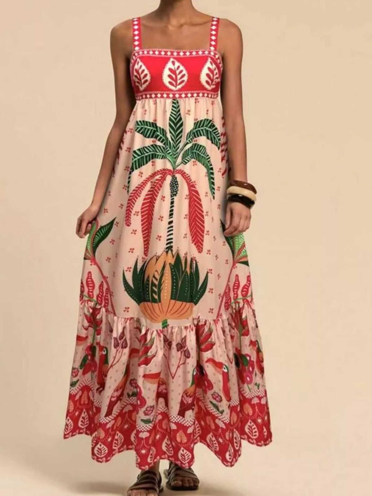 Printed Square Neck Maxi Dress (10)