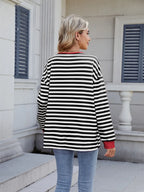 Lace-up Striped Long Sleeve T-shirt (28)