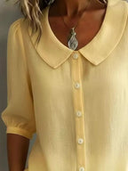 Full Size Peter Pan Collar Button Up Shirt Plus (8)