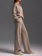 Polo Collar Top Wide-leg Pants Set (12)
