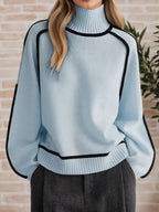 Contrast Trim Turtleneck Sweater (14)