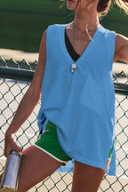 Side Slit V-neck Tank (7)