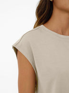 Round Neck Cap Sleeve Top Shorts Set (2)