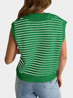 Collared Neck Striped Sweater Vest (12)