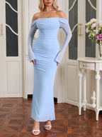 Off-shoulder Ruched Mermaid Maxi Dress (2)